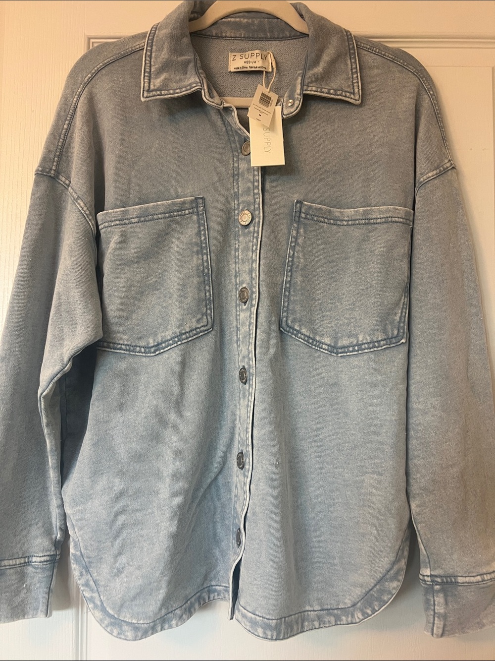 NWT Z Supply All day knit denim jacket in washed indigo size medium